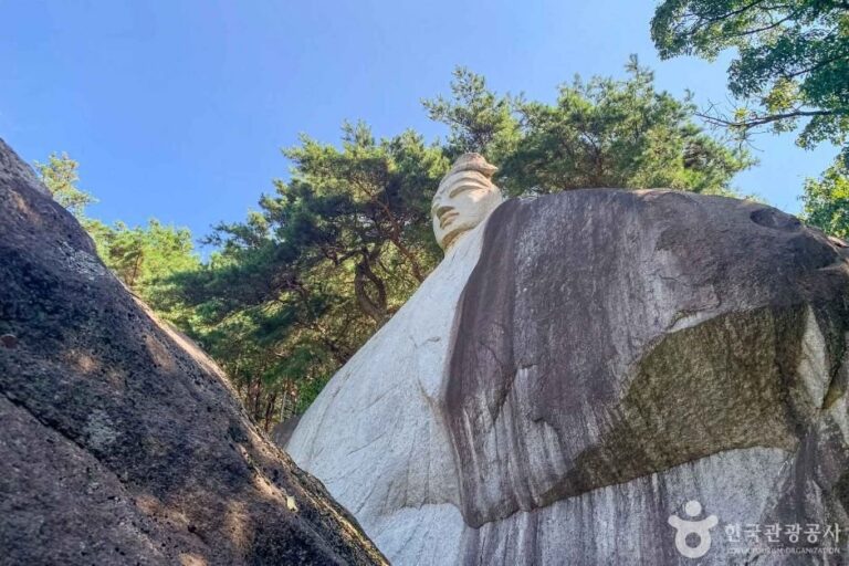 [Gyeongsangbuk-do] Buda de Pie Esculpido en Roca de Icheon-dong en Andong (Buda de Piedra de Jebiwon) (안동 이천동 마애여래입상 (제비원 석불))